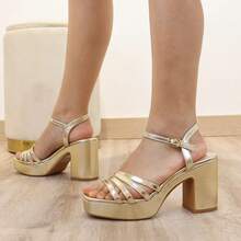 Women Heeled Sandals - Gold - View 2