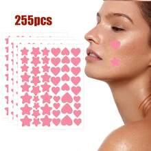 1020片星形/心形脸部贴纸，可爱粉彩色系，心形图案，近乎隐形，适合所有肤质，适用于派对、酒吧、女孩、女士，不含配件，赠品，旅行，平价好物，旅行必备 - 彩色 - 查看 7