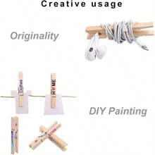 Pasadores de madera para colgar ropa, 3.5 pulgadas, pinzas de madera resistentes, pasadores de ropa para manualidades, clips de madera para fotos. Resistente a la corrosin - 100 unidades - Ver 5