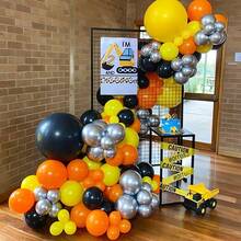 42 件/112 件金属银橙黑气球花环套装，适用于建筑主题生日派对装饰用品、房间装饰、夏季节日装饰、家居装饰、派对用品 - 彩色 - 查看 12