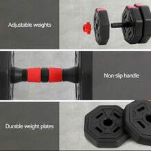 Everfit 20kg Adjustable Dumbbell Barbell Set Weight Plates Home Workout - Red - View 6