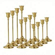 12pcs_6pcs_3pcs Elegant Metal Candle Holders - Table Centerpieces For Weddings, Banquets, Home Decor - Compatible With Real Or Artificial Candles - Suitable For Christmas, Valentine's Day, - 彩色 - 查看 16