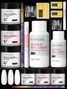 coscelia 9件装丙烯酸粉及30毫升EMA液体系统套装，包含粉色、透明、白色丙烯酸粉和美甲单体，适合女性美甲DIY沙龙礼品 - 彩色 - 查看 11