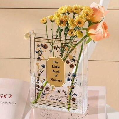 1PC Acrylic Book Vase - Bookshelf, Bedroom Or Office Decoration - Perfect Gift For Book Lovers And Home Aesthetics, Home Personality Art Decoration, Little Book Of Flowers Vase, Romantic Acrylic Book Vase, Booktok, Dark Romance Book Vase, Gift For Readers, Birthday Gift, Holiday Commemorative Gift, Thanksgiving, Christmas Gift, Bookshelf, Coffee Table Decorative Vase