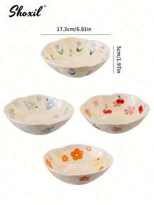 shoxil 1pc Flower Ceramic Bowl Salad Bowl Yogurt Breakfast Bowl Fruit Bowl Dinner Bowl Hand-Painted Flower Bowl - Bowl - View 11