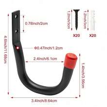 Garage 10 Heavy Duty Tool Hooks: Steel Wall Hanger, Tool Storage And Organizing Rack - Red - View 4
