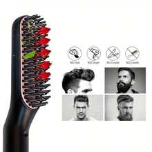 Men's Hair And Beard Straightener - Professional Electric Flat Iron With Comb, Fast Heating Styling Tool For Smooth And Neat Hairstyles - Black - View 10