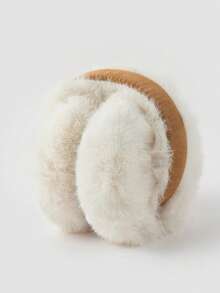 Adjustable Padded Ear Muffs For Women, Faux Fur, Warm Ear Warmers, Foldable For Cold Weather - White - View 4