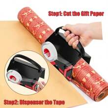 Heavy-Duty Manual Wrapping Paper Cutter With Built-In Tape Dispenser Kit, Adjustable System, Precise Straight Cut, Red And Black Christmas Gift Wrapping Tool, Suitable For Home And Office Holiday Wrap - 紅色 - 查看 4