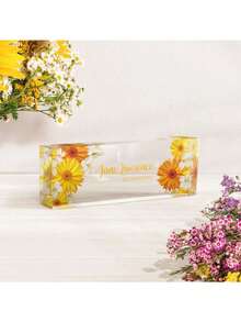 个性化办公桌铭牌 - 定制员工感谢礼品 - 亚克力办公桌铭牌 - 办公桌装饰礼品 - 送给老板、员工、教师、护士、经理的办公礼品（粉色兰花），完美的感谢礼品，个性化返校装饰，学习用品，送给教师，送给男孩女孩，送给青少年，初中生，高中生，大学生，大一新生，大二学生，低年级学生，度假氛围，办公室装饰