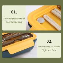 1 Stück große Kapazität Lunchbox mit Besteck, isolierte Tasche, Gabel und Löffel, Erwachsenen Lunchbox, Schul Lunchbox, moderne stilvolle Lunchbox, Doppelfach, geeignet für Arbeit, Outdoor Camping, Schulmaterial - Verschiedenfarbig - Übersicht 4