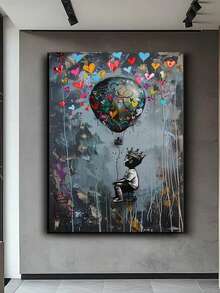 Impresión en lienzo de globo, arte callejero, pinturas en lienzo, carteles, grafiti de globo, decoración de pared moderna, decoración del hogar - Multicolor - Ver 5