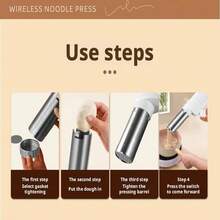 Portable Noodle Maker, Stainless Steel Electric Pasta Maker With 5 Pasta Discs, Handheld Electric Pasta Maker For Spaghetti Lasagna - Blanco - Ver 3