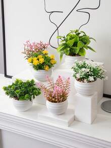 6 buc/set ghivece artificiale mini suculente, decorațiuni verzi, material PP, material PE, plante artificiale, decorațiuni pentru birou, personalizate din fabrică, decorațiuni pentru dormitor școlar, decorațiuni pentru petreceri în aer liber, evenimente, sărbători, petreceri de ziua de naștere - Verde - Vizualizare 5
