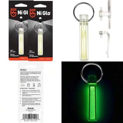 Gear Ni GLO, 2" Glowing Keychain for Camping, and Night Fishing(Claro 2 unidades)