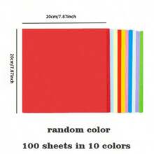 100pcs Premium Handmade Paper Set, 20/15/7cm - 10 Vibrant Colors, Suitable For Origami/Scrapbooking - 80g Art Paper - Essential For Holiday Crafts, Thanksgiving DIY Kit, Christmas Handmade Supplies, Photography Props, New Year Art Projects - Multicolor - View 9