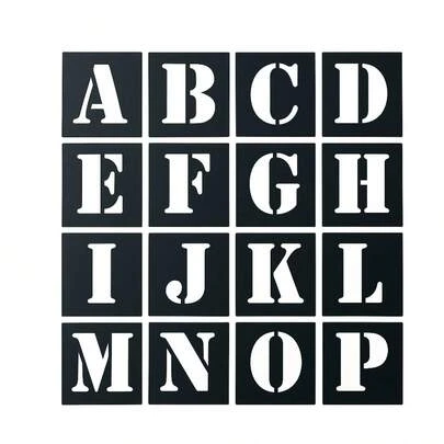 Régua Molde Letras números Vazados Normógrafo 65 mm 36 Peças em MDF Preto Gv Office