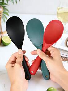 1pc Non-Stick Heat Resistant Silicone Rice Spoon - Ergonomic One-Piece Design, Durable, Easy To Clean, Suitable For Rice, Salad, Mashed Potatoes, Etc.