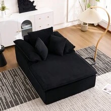 Sofas & Couches - Black + Corduroy + 1 Seat + Foam - View 2