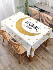 1 khăn trải bàn in họa tiết mặt trăng, khăn trải bàn hoạt hình hiện đại bằng polyester hình chữ nhật/tròn chống thấm nước, khăn trải bàn in kỹ thuật số thích hợp cho phòng khách, nhà ở, bàn ăn ngoài trời, bàn tròn nhỏ - Nhiều màu - Xem 14