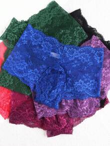 6 Pieces Of Men's Solid Color Lace Briefs, Smooth And Cool Texture, Comfortable And Sexy Lace Briefs, Decorated With Sexy Lace Flower Patterns, With A Seductive Open Mesh Design, Soft And Available In Multiple Colors For Men's Sexy Underwear. - Nhiều màu - Xem 2