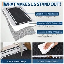 Kitchen Bordered Home Decor Geometry Area Rug Soft Low Pile Non Slip Carpet Stain Resistant Floorcover Washable Thin Non Shedding Entrance Runner Rug Modern Easy To Clean Printed Mat Throw Rug For Laundry Living Room Hallway Bathroom Bedroom Dinning Room - 黑色 灰色 - 查看 5