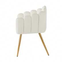 High-Quality Velvet (2 Pieces) Dining Chair, Makeup Chair, Galvanized Gold Iron Legs, Simple, Lightweight And Luxurious, Unique Box Design, Adjustable Feet - Beige - View 6