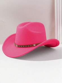 1顶返校季西部牛仔帽，男女通用，毛毡软羊毛帽，皮带扣牛仔帽，适合万圣节、节日派对、日常休闲等场合。 - 款式1 - 查看 16