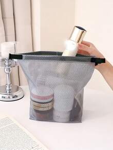 1pc Gray Multifunctional Handheld Toiletry Bag Buckle Design, Portable Waterproof Storage Bag, Fitness Clothing, Swimming Bathroom, Large Capacity Bundle Pocket, Men's And Women's Outdoor Travel Toiletry Bag - Multicolor - View 12