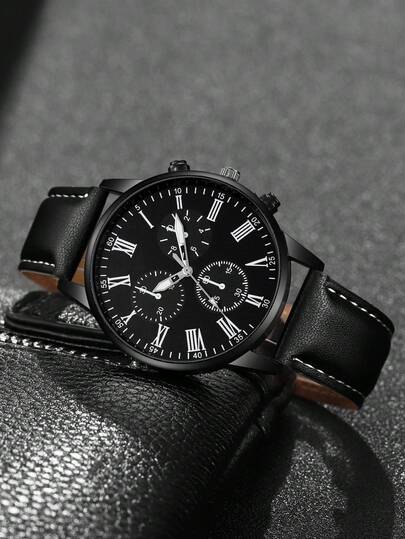 1pc Men's Casual Quartz Round Dial Watch, Suitable For Daily Wear, Birthday Gift, Party, Holiday Gathering, Ideal Gift For Yourself Or Friends. No Packaging Box Included.