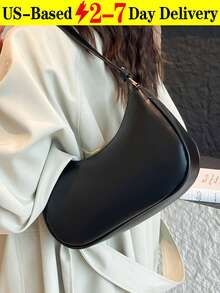 New Fashion Simple Atmosphere Crescent Shiny Classic Daily Commute Detachable Shoulder Crossbody Bag,Versatile, Business Casual Women Bag, Perfect For Office, Business And Work, Vintage Bag For Women, Street & Japanese Bag For Women - 彩色 - 查看 4