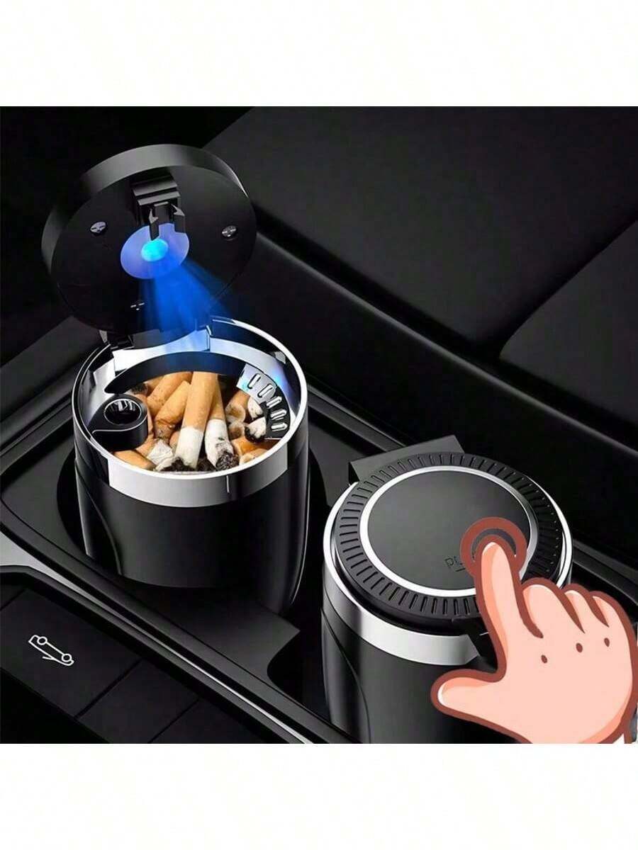 Creative Car Interior Accessories, 360 °   Rotatable, Car Ashtray, New Flip Cap Ashtray, Car Ashtray, Creative Desktop Ashtray For Home, No Battery Required - Black - View 1