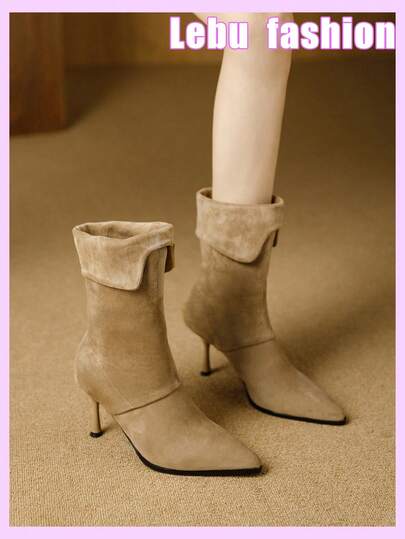 Qiluyuan Women's Fashion Boots, Elastic Skinny Boots, New Autumn/Winter Two-Way Shoes, Sexy Pointed Toe High Heels, Slim Stiletto, Professional Style, Slip-On Tube, Lightweight, Suitable For Office, Work, Casual, Party, Christmas