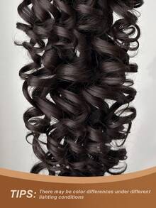 26英寸长棕色深波浪耐热合成纤维马尾假发，适合日常使用 - 黑棕色 - 查看 11