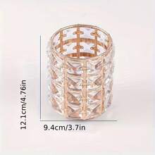 1pc Crystal Tissue Box Holder, Crystal Cube Napkin Dispenser For Bedroom, Office, Cafe, Hotel, Bar, Glitter Stone Box; 1pc Makeup Brush Holder, Pen Storage Box - Gold - View 3