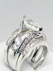 1 PC Gorgeous Cubic Zirconia Ring For Women For Wedding Engagement Party Jewelry Valentine's Day Gift - 1# - View 5