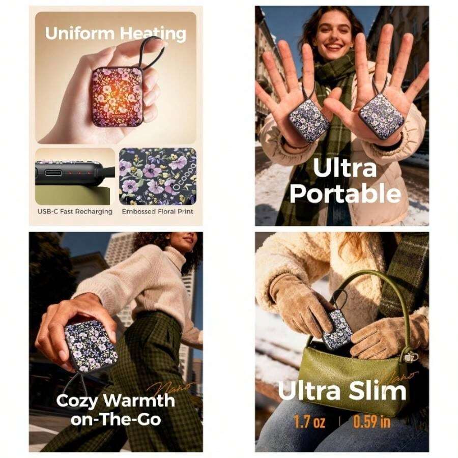 Calentador de Manos elctrico, Juego de 2 Unidades, Reutilizable, 4000 mAh, 3 Niveles de Calor, mximo 52 C, Regalo til para Navidad, para esqu de Invierno, Viajes y Exteriores - Jardín Nocturno (Ocoopa x Edición de Artistas) - Ver 1