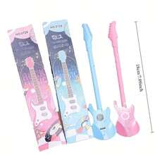 1支吉他造型自动铅笔 | 符合人体工学设计，饰有星形和音符图案，速干墨水，耐用塑料材质，附赠便携笔盒 | 适用于学校、办公室、艺术项目 - 色彩鲜艳，书写流畅，创意文具 - 黑色 - 查看 2