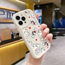 Cute Bunny Candy Pattern Phone Case White With Red Hearts And Chocolate Wrapper Design Dual Layer Shockproof Scratch Resistant Durable For Iphone 17 16 15 14 13 12 Plus 17 Pro 17 Pro Max 17 Air Perfect Christmas Gift For Friends Lovers Or Yourself - Black - View 3