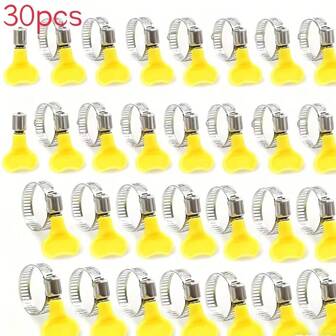 Slangklämma i rostfritt stål med plasthandtag, självåtdragande justerbar tumskruv för turbodrev, lämplig för bilvattenspruta, bränsleslang, rör och olika dagliga användningsområden, flera storlekar tillgängliga - slangklämma, tvättmaskinslangklämma, kraftig klämma, rörklämma, duschslangklämma, kraftig slangklämma, slangklämma, kraftig klämma, rund slangklämma