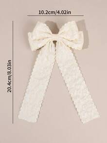 2pcs Cream/Pink Lace Hair Bows For Girls ,Sweet Flower Print Hair Clips With Long Ribbons ,Alligator Clips ,Elegant Barrettes ,Hair Accessories For Daily Life ,Vacaton & Festivals,Favor Gifts