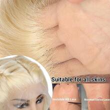 34英寸 613号 蜜金色波浪卷发 200%密度 13x4高清蕾丝前置真人混纺假发 卷发波浪高清蕾丝前置假发 女士 - S613 - 查看 11