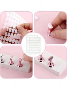 1000 Pieces Of Double-Sided Tape For False Nails, Nail Adhesive Patches, Pre-Cut Nail Display Stand, Nail Holder, Nail Art, Nail Color Chart Display Booklet - 彩色 - 查看 4