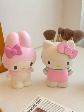 Sanrio 1个Hello Kitty & My Melody多功能收纳盒 - 轻质PVC材质，卡通桌面收纳盒，可收纳笔、化妆刷和小物件，理想的节日礼物 | 可爱设计 | 收纳盒，桌面整理盒，返校礼物