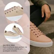 Women's White Casual Sneakers, Comfortable, Plus Size, Flat Sole, Perfect Fit, Everyday Use, Sneakers, Workout, Gym, Nursing, Walking, Lightweight, Versatile, Modern, Soft, Durable, Non-Slip - 裸體 - 查看 2