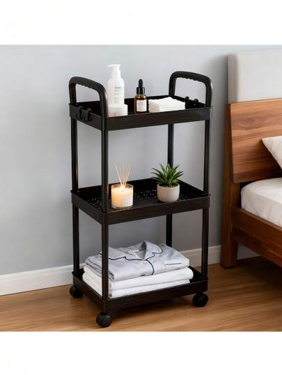 3/4/5 Tier Heavy Duty Rolling Storage Cart With Wheels - Multipurpose Organizer, Sturdy Plastic Construction, Easy Assembly No Tools Required, Space Saving Storage Shelves For Kitchen, Bathroom, Office, Bedroom - Suitable For Home, Commercial Use - White/Black Heavy Duty Rolling Cart, Home Organization, Compact Design, Durable Structure, Mobile Storage Rack, Office Personnel, Bookshelf (Some Colors Random)