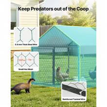 Metal Chicken Co Op For 4-6 Chickens, 3.3 X 6.6 X 3.3 Ft, Small Chicken Cage With Waterproof Cover & Double Doors, Spire Roof Poultry Run Compatible With Wooden Coops, For Rabbit Hen Goose Duck - 1*2*1m - 查看 5