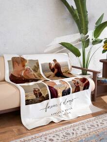 1pc Customized Photo Blanket, Customized Flannel Blanket, Can Print Photos And Text, Bedding Blanket, Customized Bed Blanket, Customized Picture Blanket, Personalized Family Photo Blanket, Customized Image Blanket, Personalized Throw Blanket, Best Friend Blanket, Cozy Blanket, Family Gift, Wedding Gift, Birthday Gift, Gift For Friends, Gift For Her - 5 Photo - 查看 4