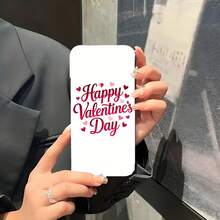 1PC Phone Case,  Happy Valentines Day Hearts Pattern , Stylish Phone Case, Phone Decoration, All-around Lens Protection, Creative Small Gift, Funny Gift for Boys and Girls - Negro - Ver 5