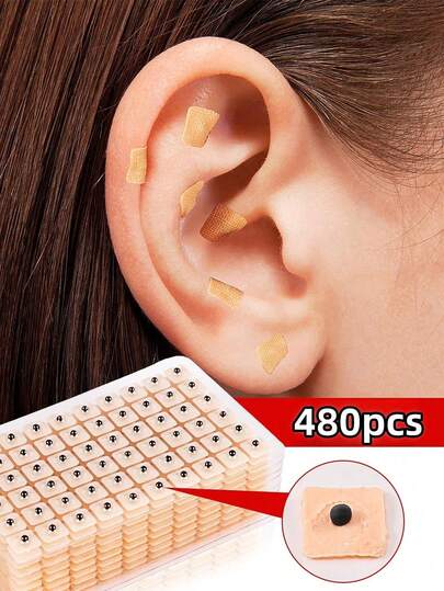 481pcs Natural Ear Acupuncture Stickers, Massage And Pressure Stickers, Self-Adhesive Ear Acupuncture Stickers, Durable Material, For Relaxation And Acupuncture Point Massage